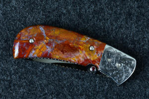 "Bellatrix" custom folding knife, reverse side folded view, showcasing the beauty of nature's most durable material, stone.