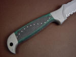 Green and Black canvas reinforced Micarta Phenolic handle on tactical combat knife