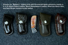 "Bellatrix" with assortment of various custom sheaths for wear options